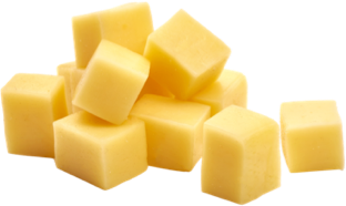 A pile of cubed cheese