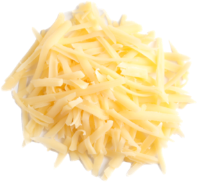 A pile of shredded yellow cheese