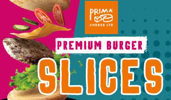 A branded Prima Burger Slices Label